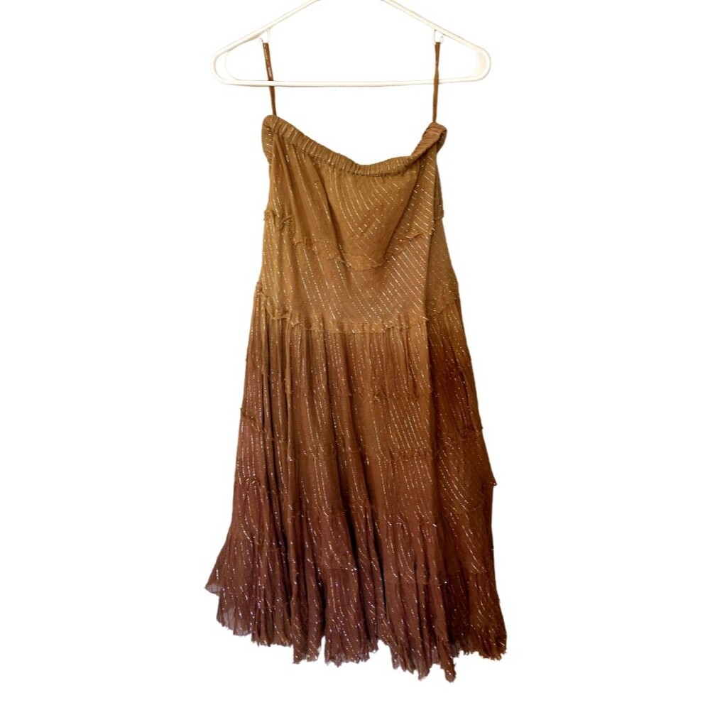 Vintage Flower (brand) Gold Dress - 100% Cotton - Women's Size M